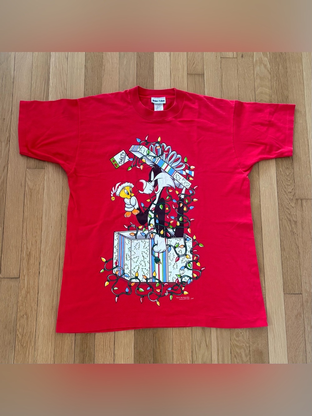 Vintage Jerry Leigh Single Stitch Shirt Tweety And Sylvester Christmas 1994 OSFA